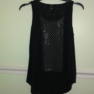 black rhinestone sparkle tank top small